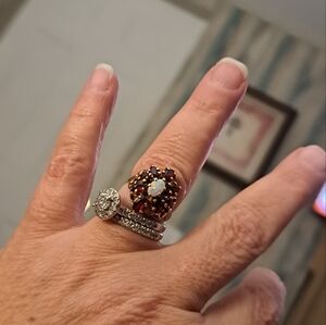 10kt opal and ruby ring